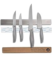 Hamletoff Premium Magnetic Knife Holder for Wall no Drilling – 16 Inch Stainless Steel Magnetic K...