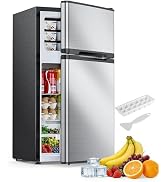 Electactic 2.5 Cu.Ft Mini Fridge with Freezer, Double-Door Compact Refrigerator, Adjustable Glass...