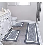 Pauwer Bathroom Rug Mat Set 3 Piece, Microfiber Shaggy Bath Set, Non-Slip Ultra Soft Carpet Mats,...