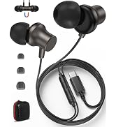 Jiunai for iPhone 16 Headphones USB C Wired Earbuds Mic in Ear Magnetic S M L Ear Tip Noise Isola...