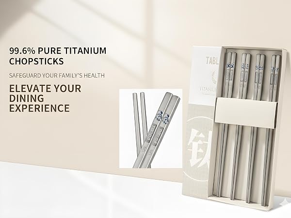 Premium Reusable titanium Chopsticks Set Experience Authentic Asian Cuisine at Home