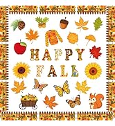 80 PCS Fall Bulletin Board Decorations Set, Autumn Classroom Decor with Letters, Leaves, Pumpkin,...