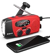 Emergency Hand Crank Radio with LED Flashlight, Esky Portable Solar Radios, Self Powered AM/FM NO...