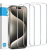 YMHML 3 Pack Compatible for iPhone 16 Plus / 15 Pro Max / 15 Plus Screen Protector Tempered Glass...