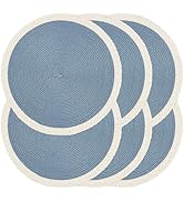 Noctiflorous Braided Round Placemats Set of 6, 15 Inch Woven Table Mats, Non-Slip Washable Place ...