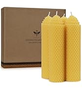 Beeswax Pillar Candles Set of 4 - Handmade Pure Beeswax Rolled Candles for Gift & Home Decor (1.5...
