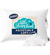 Little Sleepy Head Queen Pillow for Sleeping, Adjustable Loft Bed Pillow with Hypoallergenic Down...