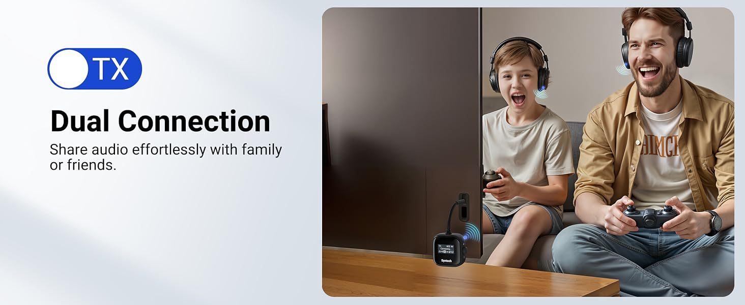 dual bluetooth transmitter receiver air filght for tv car fly