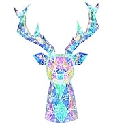 ASAMASA Deer Head Decoration is Made of Unique PET and Rainbow Film Materials, Featuring Magical ...