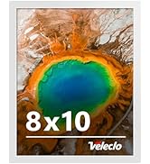 Veleclo 8x10 Picture Frame for Wall Display, 8x10 White Picture Frame with Shatter Resistant Plex...