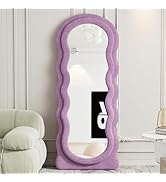 ZMYCZ Full Length Mirror, 63"x24" Wavy Floor Mirror, Arched Standing Mirrors Full Length, Cloud S...