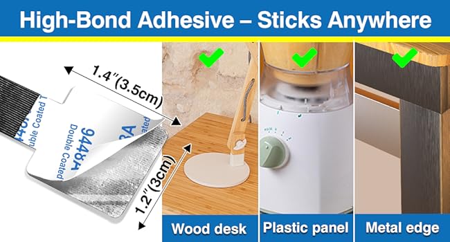 Made with double coated tissue Adhesive – Sticks Anywhere