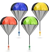 Parachute Toys for Kids - (Pack of 4) Tangle-Free Throwing Parachute Army Figures in Bright Color...