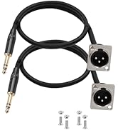 Jozzai D Type Premium XLR Pass Through Cable 1.6FT, 2 Pack, 1/4 Inches TRS Male to XLR Male, for ...