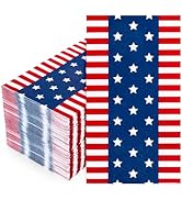 JarThenaAMCS 50 Pcs Patriotic Guest Napkins Red Blue Star Stripe Disposable Napkins 4th of July D...