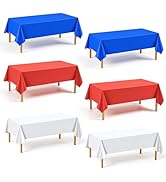 mwellewm 6 Pcs Red White and Blue Tablecloth Patriotic Decorations Tablecloths 4th of July Decora...