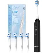 H2ofloss Sonic Electric Toothbrush for Adults, Ultra-Clean, Black | Rechargeable with 2000mAh Pow...