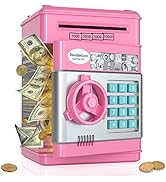 Electronic Piggy Bank for Kids, Money Bank with Password/Music Cute Mini ATM Piggy Bank Coin Can,...