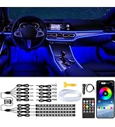 Interior Car Lights with Wireless APP & Remote Control, 9 in 1 RGB Car Ambient Lighting Kit with ...