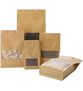 Roppolo 50 Pcs Kraft Paper Resealable Bags with wider bottom, 5.5" x 9.5" Zipper Food Storage Bag...