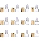 Junfamilee 12Pcs Gold 1ml Glass Roller Bottles - Refillable Essential Oil Roll-On for Aromatherap...