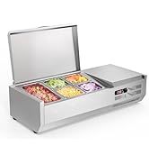 ROVSUN Refrigerated Condiment Prep Station, 40" Sandwich Prep Table ETL NSF, 18QT Salad Bar Prep ...