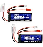 URGENEX SCX24 Battery 7.4V Lipos 2S 60C(Burst 120C) 300mAh Rechargeable Mini Lithium Battery with...