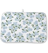 Blue Green Dish Drying Mat 18x24 Inch Vintage Floral Hydrangea Flower Drying Mat Spring Summer Ab...