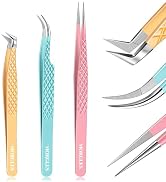 MORGLES Lash Tweezers for Eyelash Extensions, 3 Pcs Eyelash Extension Tweezers for Professionals ...