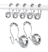 Goowin Shower Curtain Hooks, Crystal Shower Curtain Rings, Stainless Steel Shower Curtain Hangers...