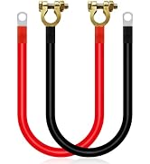 YSFER 2 PCS 2AWG 22 Inch Battery Cables, Copper Power Inverter Wire Set with Connector Clamps & 3...