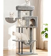 Gitelsnour Cat Tree, Cat Tower for Indoor Cats, 43.3 inch Cat Tree Tower with Sturdy Steel Tube, ...
