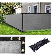 Amgo 5' x 50' Grey Fence Privacy Screen Windscreen,with Bindings & Grommets, Heavy Duty for Comme...