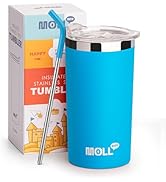 Mollcity kids Tumbler with Straw-12 oz Stainless Steel Double Wall Vacuum Insulated Skinny Tumble...