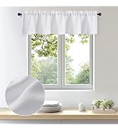 OWENIE Bob 1 PCS White Valances for Windows, Faux Linen Textured Kitchen Window Curtains Valance ...