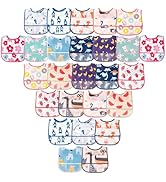 2ooya 26Pcs Baby Feeding Bibs with Crumb Catcher Pocket Waterproof Sleeveless Teething Plastic Fo...