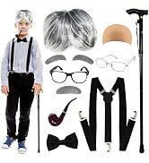 4E's Novelty Old Man Costume 10 Pcs Set for Kids ages 3-14 Years - 100 Days of School Costume for...
