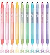 HANKU Erasable Highlighters, 10 Pastel Highlighters Assorted Colors, Dual Tip Cute Erasable Highl...