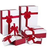 6 PCS Christmas Gift Boxes with Lids Assorted Sizes, Nesting Gift Boxes for Christmas Valentine's...