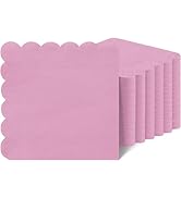 Cocktail Napkins Disposable, 100 Count Pink Scalloped Napkins, Dessert Napkins Beverage Napkins, ...