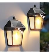 DERAYSION Solar Porch Lights Outdoor, 9 Inch Solar Wall Lanterns with Motion Sensor, 3 Mode Adjus...