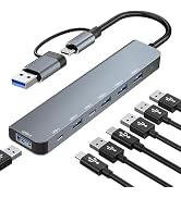 USB C Hub, USB Hub 3.0, Upgrade 7 in 2 USB Splitter with 1xUSB 3.0, 4xUSB2.0, 2xUSB C, USB C & US...
