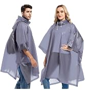 HOOMBOOM Reusable Rain Ponchos with Drawstring Hood for Adults, Waterproof Thicken Rain Coat, 2 P...