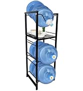 THRIFTYRACK 5 Gallon Water Jug Holder with 3-Tier Storage Shelves - Heavy Duty Stand with Fast Fl...
