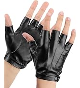 KEMIMOTO Fingerless Driving Gloves PU Faux Leather Outdoor Sport Black Half Finger Glove for Men ...