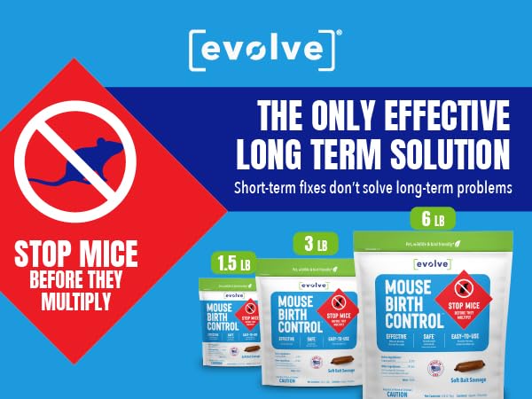 Evolve Mouse Birth Control - stop mice before they multiply, 1.5lb, 3lb, and 6lb bags