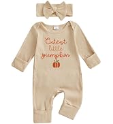 Kuriozud My First Halloween Outfit Baby Girl Ghost Romper Pumpkin Onesie Newborn Preemie Girl Paj...
