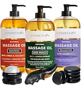 Cosmetasa Luxury Spa Treatment Gift Set- Relaxation, Nourish and Sore Muscle Massage Oil with Hot...