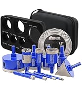 SHDIATOOL Diamond Drill Bits Kit - Core Bits Hole Saw Sets,Mould Guide for Drilling Porcelain Til...
