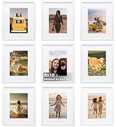 KINLINK 8x10 Picture Frames, White Frames with Plexiglass for Picture with Mat 5x7 or 8x10 withou...